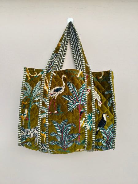 Quilted cotton handprinted reversible large floral patch work stripe tote bag eco friendly Sturdy Grocery Shopping Artist Boho - 39