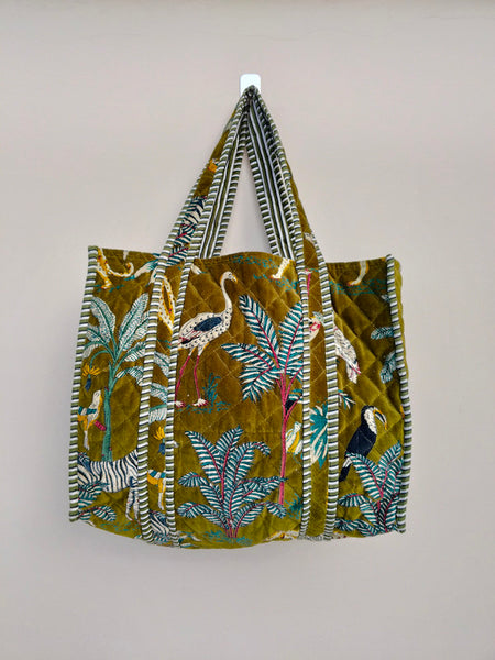 Quilted cotton handprinted reversible large floral patch work stripe tote bag eco friendly Sturdy Grocery Shopping Artist Boho - 39