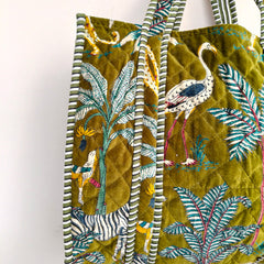 Quilted cotton handprinted reversible large floral patch work stripe tote bag eco friendly Sturdy Grocery Shopping Artist Boho - 39
