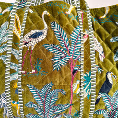 Quilted cotton handprinted reversible large floral patch work stripe tote bag eco friendly Sturdy Grocery Shopping Artist Boho - 39