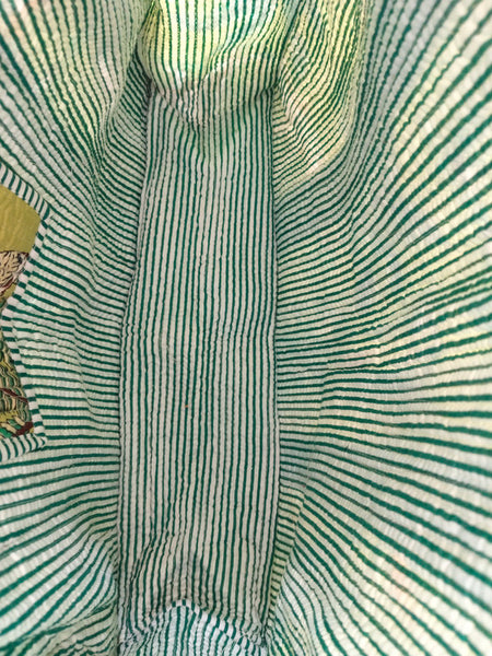 Quilted Cotton Handprinted Reversible Large Soft Yellow Floral Tote Bag Eco friendly Sustainable Sturdy Grocery Shopping Handmade Art Boho - 1