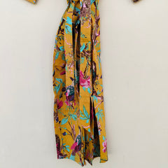 White Ikat Print Cotton Kimono Robe Hand Block Printed Bridesmaid Dressing Gown - 2