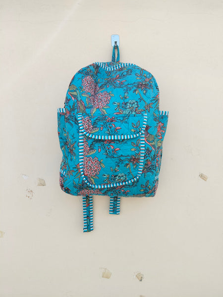 Cotton Quilt Patchwork Backpack Cotton Indian Laptop Bag Hand Bohemian Hippie Tote Backpack cotton patch work tote bag reversible bag - 15