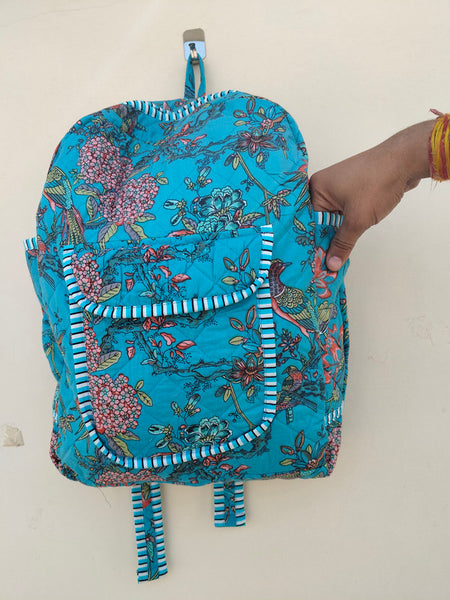 Cotton Quilt Patchwork Backpack Cotton Indian Laptop Bag Hand Bohemian Hippie Tote Backpack cotton patch work tote bag reversible bag - 15