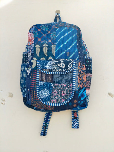 Cotton Quilt Patchwork Backpack Cotton Indian Laptop Bag Hand Bohemian Hippie Tote Backpack cotton patch work tote bag reversible bag - 13