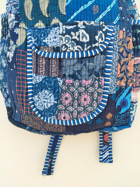 Cotton Quilt Patchwork Backpack Cotton Indian Laptop Bag Hand Bohemian Hippie Tote Backpack cotton patch work tote bag reversible bag - 13