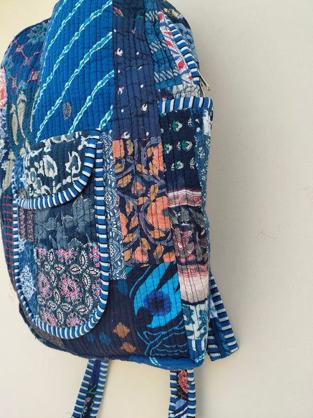 Cotton Quilt Patchwork Backpack Cotton Indian Laptop Bag Hand Bohemian Hippie Tote Backpack cotton patch work tote bag reversible bag - 13