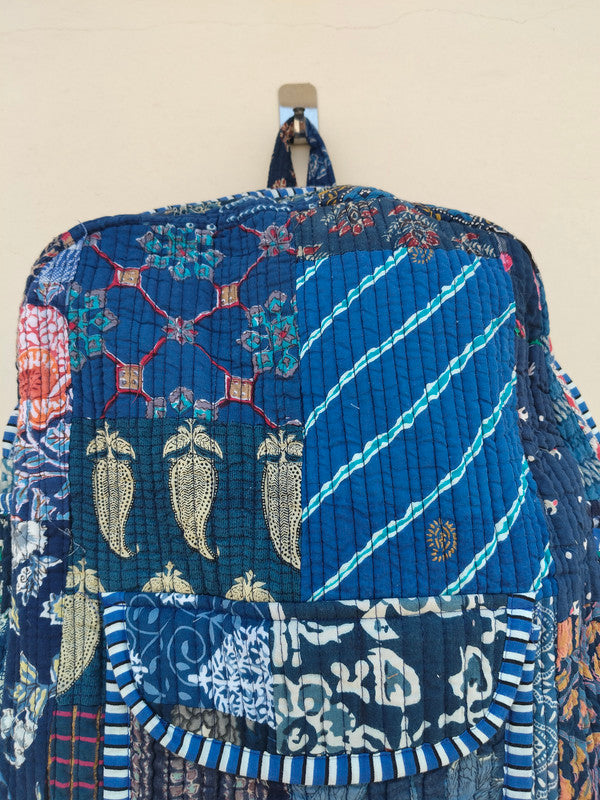 Cotton Quilt Patchwork Backpack Cotton Indian Laptop Bag Hand Bohemian Hippie Tote Backpack cotton patch work tote bag reversible bag - 13
