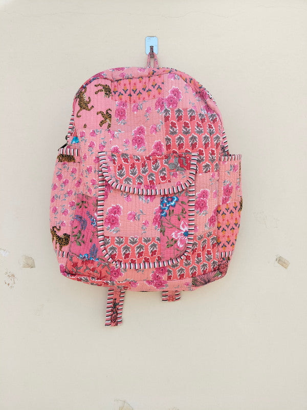 Cotton Quilt Patchwork Backpack Cotton Indian Laptop Bag Hand Bohemian Hippie Tote Backpack cotton patch work tote bag reversible bag - 12