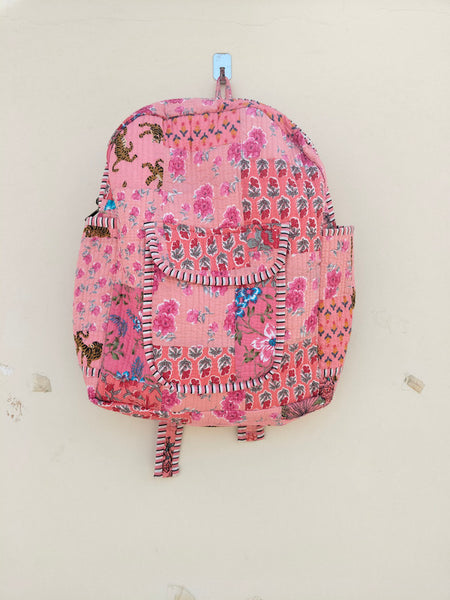 Cotton Quilt Patchwork Backpack Cotton Indian Laptop Bag Hand Bohemian Hippie Tote Backpack cotton patch work tote bag reversible bag - 12