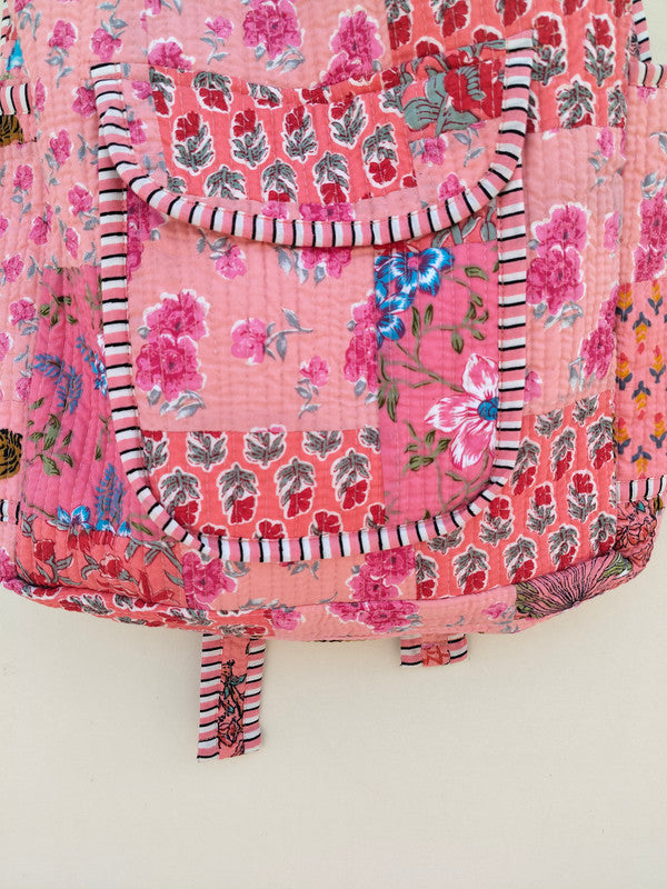 Cotton Quilt Patchwork Backpack Cotton Indian Laptop Bag Hand Bohemian Hippie Tote Backpack cotton patch work tote bag reversible bag - 12