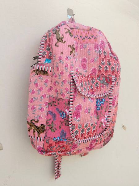 Cotton Quilt Patchwork Backpack Cotton Indian Laptop Bag Hand Bohemian Hippie Tote Backpack cotton patch work tote bag reversible bag - 12