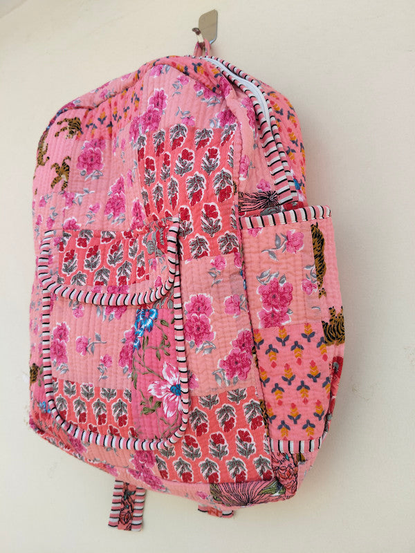 Cotton Quilt Patchwork Backpack Cotton Indian Laptop Bag Hand Bohemian Hippie Tote Backpack cotton patch work tote bag reversible bag - 12