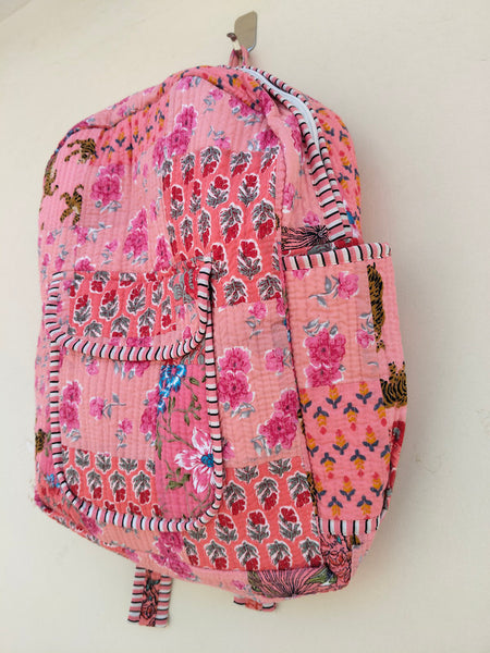 Cotton Quilt Patchwork Backpack Cotton Indian Laptop Bag Hand Bohemian Hippie Tote Backpack cotton patch work tote bag reversible bag - 12