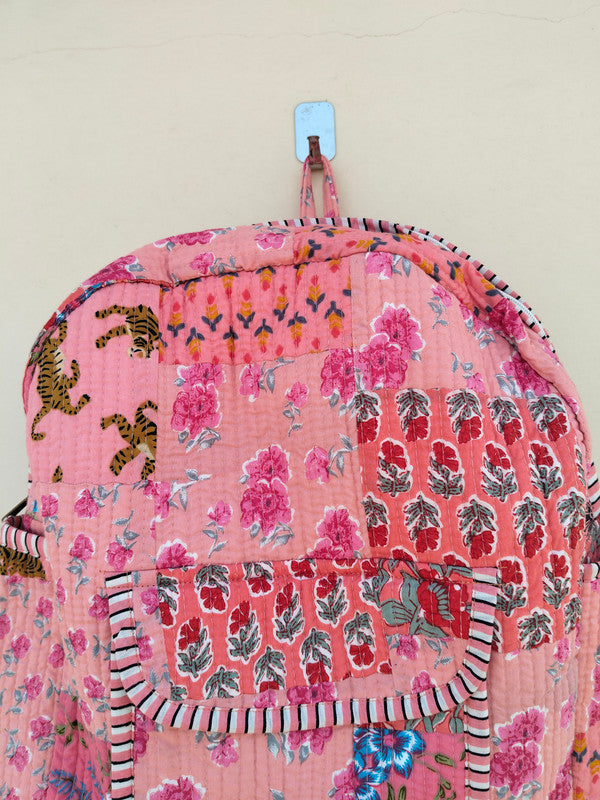 Cotton Quilt Patchwork Backpack Cotton Indian Laptop Bag Hand Bohemian Hippie Tote Backpack cotton patch work tote bag reversible bag - 12