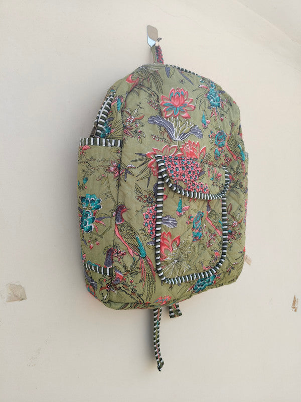 Cotton Quilt Patchwork Backpack Cotton Indian Laptop Bag Hand Bohemian Hippie Tote Backpack cotton patch work tote bag reversible bag - 11