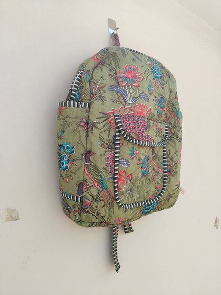 Cotton Quilt Patchwork Backpack Cotton Indian Laptop Bag Hand Bohemian Hippie Tote Backpack cotton patch work tote bag reversible bag - 11