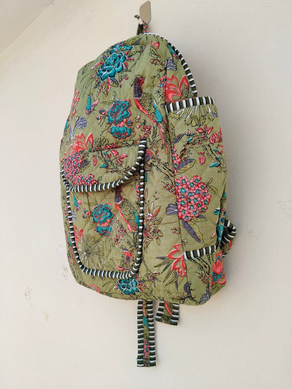 Cotton Quilt Patchwork Backpack Cotton Indian Laptop Bag Hand Bohemian Hippie Tote Backpack cotton patch work tote bag reversible bag - 11