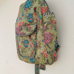 Cotton Quilt Patchwork Backpack Cotton Indian Laptop Bag Hand Bohemian Hippie Tote Backpack cotton patch work tote bag reversible bag - 11