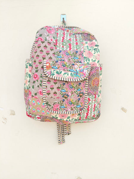 Cotton Quilt Patchwork Backpack Cotton Indian Laptop Bag Hand Bohemian Hippie Tote Backpack cotton patch work tote bag reversible bag - 10