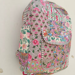 Cotton Quilt Patchwork Backpack Cotton Indian Laptop Bag Hand Bohemian Hippie Tote Backpack cotton patch work tote bag reversible bag - 10