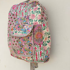 Cotton Quilt Patchwork Backpack Cotton Indian Laptop Bag Hand Bohemian Hippie Tote Backpack cotton patch work tote bag reversible bag - 10