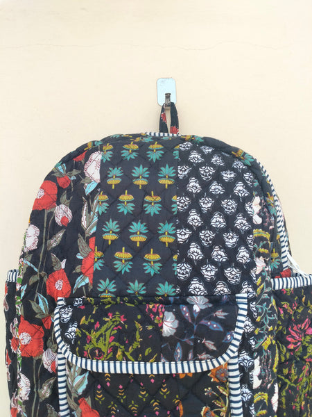 Cotton Quilt Patchwork Backpack Cotton Indian Laptop Bag Hand Bohemian Hippie Tote Backpack cotton patch work tote bag reversible bag - 9