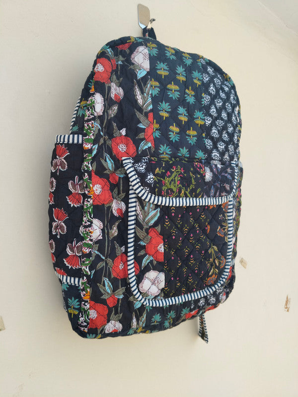Cotton Quilt Patchwork Backpack Cotton Indian Laptop Bag Hand Bohemian Hippie Tote Backpack cotton patch work tote bag reversible bag - 9