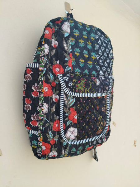 Cotton Quilt Patchwork Backpack Cotton Indian Laptop Bag Hand Bohemian Hippie Tote Backpack cotton patch work tote bag reversible bag - 9