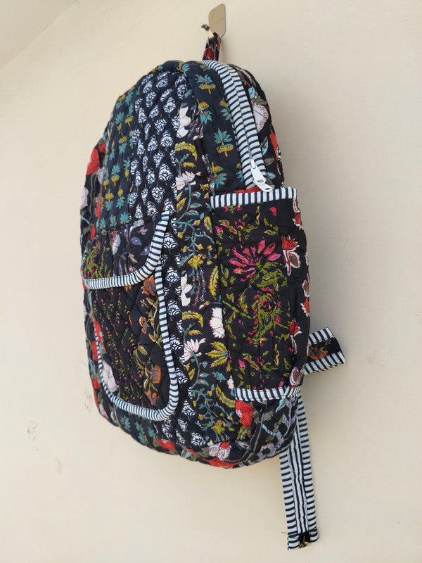 Cotton Quilt Patchwork Backpack Cotton Indian Laptop Bag Hand Bohemian Hippie Tote Backpack cotton patch work tote bag reversible bag - 9