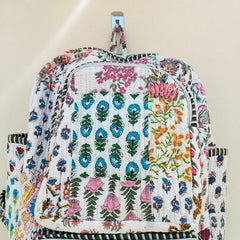 Cotton Quilt Patchwork Backpack Cotton Indian Laptop Bag Hand Bohemian Hippie Tote Backpack cotton patch work tote bag reversible bag - 7