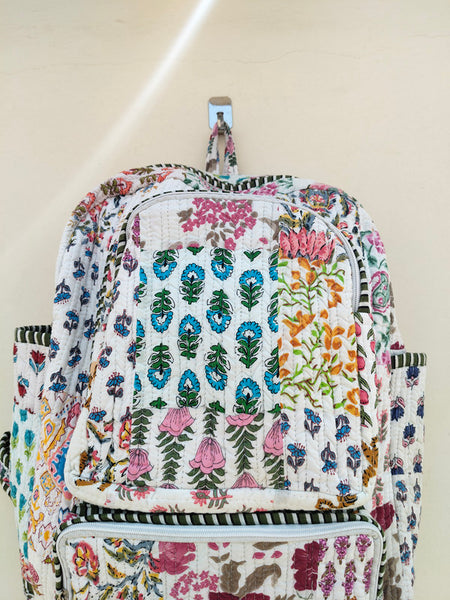 Cotton Quilt Patchwork Backpack Cotton Indian Laptop Bag Hand Bohemian Hippie Tote Backpack cotton patch work tote bag reversible bag - 7