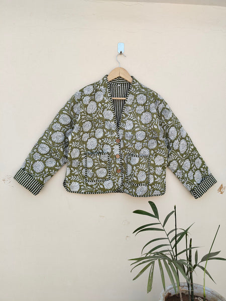Cotton Handcrafted Kantha Quilted Reversible Patchwork Jacket Handmade Cotton Coat - 1
