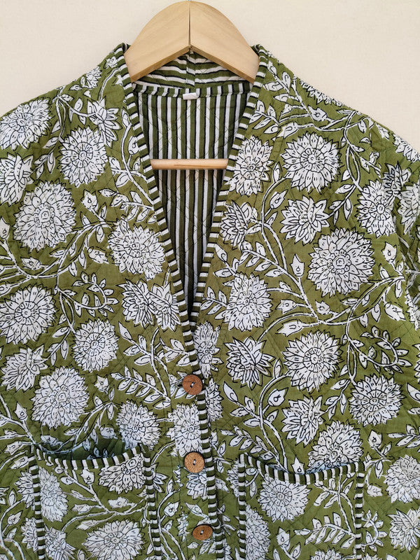 Cotton Handcrafted Kantha Quilted Reversible Patchwork Jacket Handmade Cotton Coat - 1