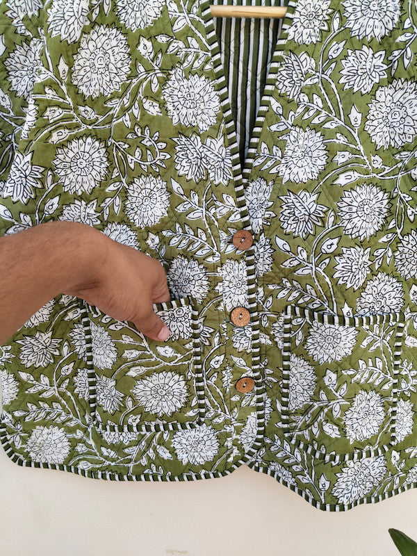 Cotton Handcrafted Kantha Quilted Reversible Patchwork Jacket Handmade Cotton Coat - 1