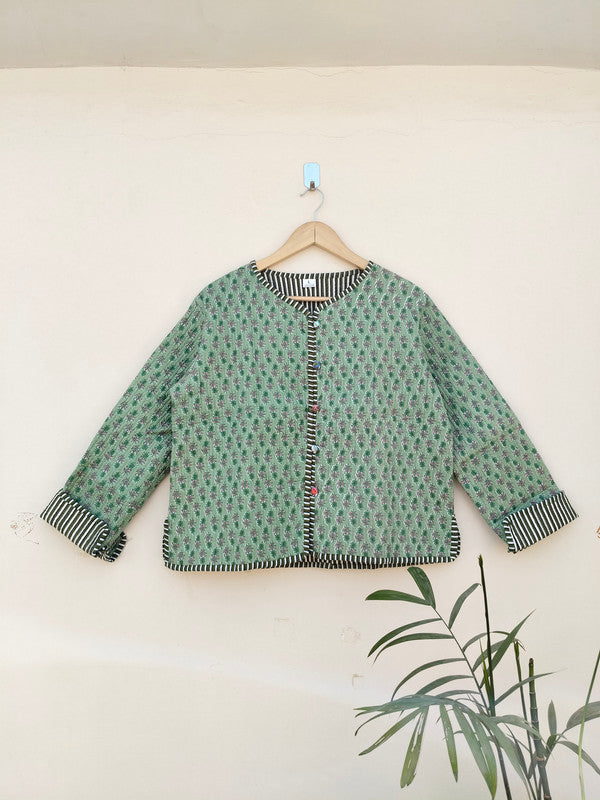 Cotton Handcrafted Kantha Quilted Reversible Patchwork Jacket Handmade Cotton Coat - 2