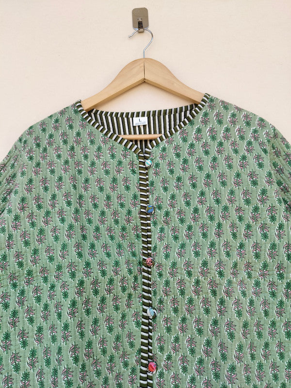 Cotton Handcrafted Kantha Quilted Reversible Patchwork Jacket Handmade Cotton Coat - 2