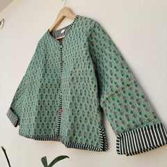 Cotton Handcrafted Kantha Quilted Reversible Patchwork Jacket Handmade Cotton Coat - 2