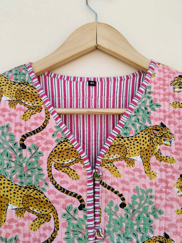 Cotton Handcrafted Kantha Quilted Reversible Patchwork Jacket Handmade Cotton Coat - 3