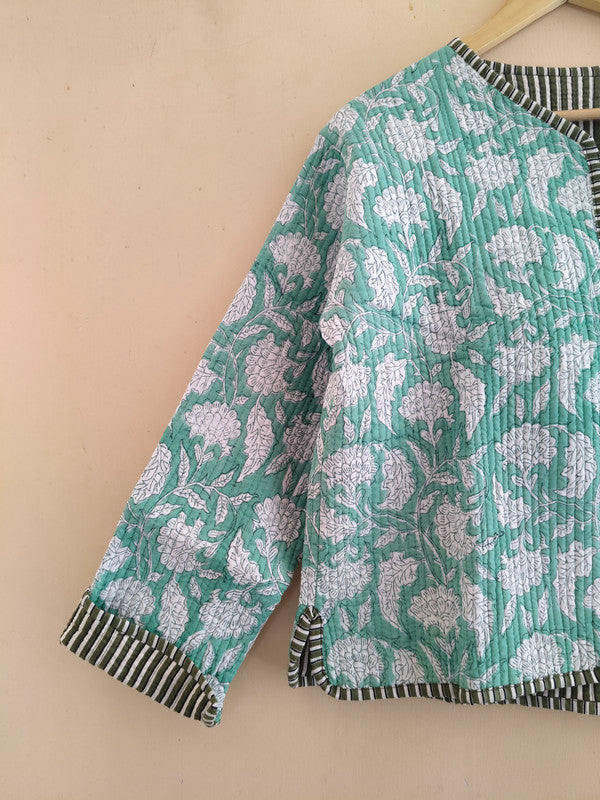 Cotton Handcrafted Kantha Quilted Reversible Patchwork Jacket Handmade Cotton Coat - 5