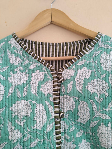 Cotton Handcrafted Kantha Quilted Reversible Patchwork Jacket Handmade Cotton Coat - 5