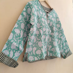 Cotton Handcrafted Kantha Quilted Reversible Patchwork Jacket Handmade Cotton Coat - 5