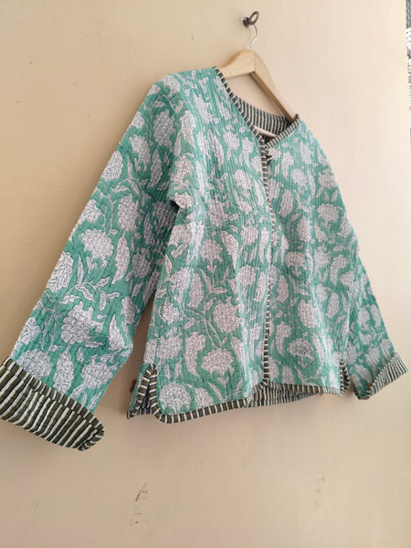 Cotton Handcrafted Kantha Quilted Reversible Patchwork Jacket Handmade Cotton Coat - 5