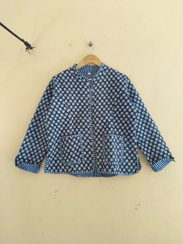 Cotton Handcrafted Kantha Quilted Reversible Patchwork Jacket Handmade Cotton Coat - 4