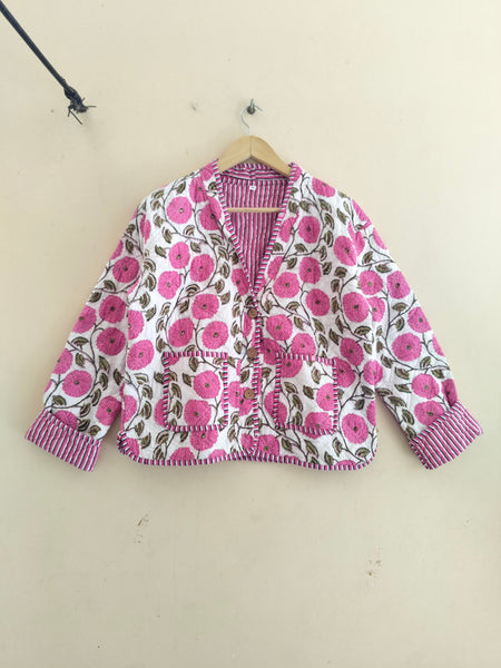 Cotton Handcrafted Kantha Quilted Reversible Patchwork Jacket Handmade Cotton Coat - 7