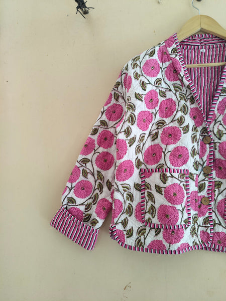 Cotton Handcrafted Kantha Quilted Reversible Patchwork Jacket Handmade Cotton Coat - 7