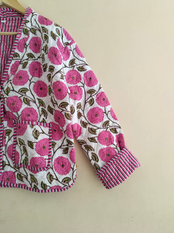 Cotton Handcrafted Kantha Quilted Reversible Patchwork Jacket Handmade Cotton Coat - 7