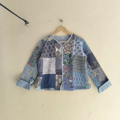 Cotton Handcrafted Kantha Quilted Reversible Patchwork Jacket Handmade Cotton Coat - 11
