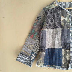Cotton Handcrafted Kantha Quilted Reversible Patchwork Jacket Handmade Cotton Coat - 11