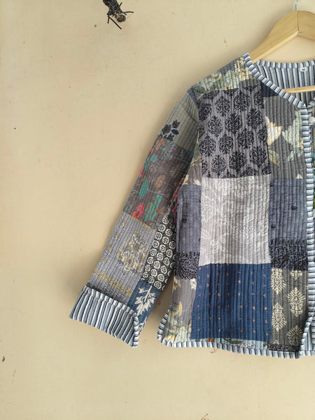 Cotton Handcrafted Kantha Quilted Reversible Patchwork Jacket Handmade Cotton Coat - 11